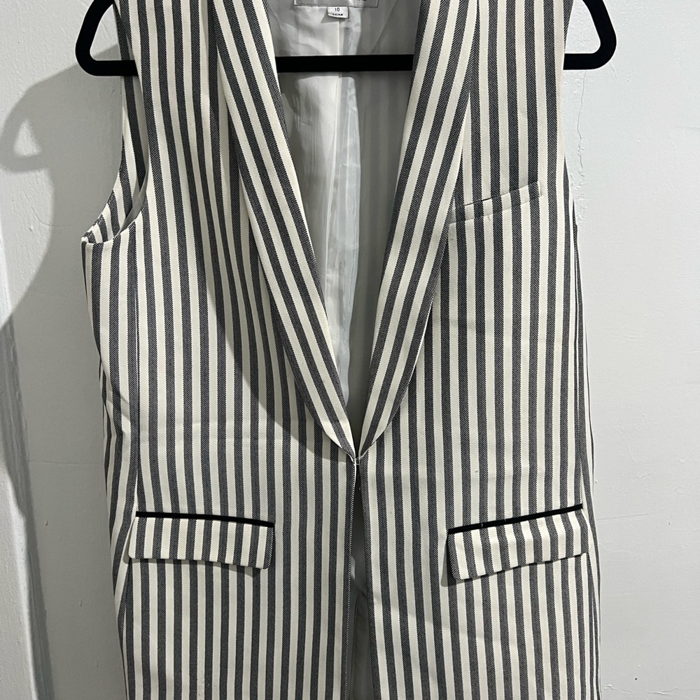 Tahari Black and White Striped Vest